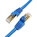 Tera Grand - 14FT - Premium CAT7 Double Shielded 10 Gigabit 600MHz Ethernet Patch Cable for Modem Router LAN Network, Gold Plated Shielded RJ45 Connectors, Faster Than CAT6a CAT6 CAT5e, Blue
