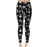 CowCow Black White Cats on Black Pattern for Your Design Leggings, Black-2XL