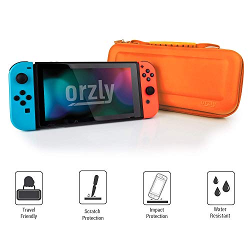 Orzly Switch Accessories Bundle Carry Case for Nintendo Switch Console, Tempered Glass Screen
