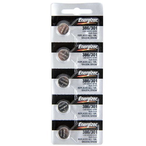 Energizer 301 Button Cell Silver Oxide Watch SR43SW Electonic Battery Pack of 5 Batteries