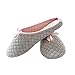 Women Lady's Slip-on Checkered Soft Warm Breathable Cotton Anti-skid Slippers Mules with Lovely Bow Cozy Home Household Footwear Shoes, Christmas Gift