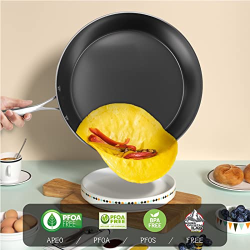 COOKER KING Deep Non Stick Frying Pan with Lid, 11-inch Saute Pan,Healthy Pans for Cooking, Induction Compatible | Stay-Cool Handle, | Dishwasher Safe | Oven Safe | Non-Toxic PFOA & PFOS Free (Black)