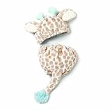 Nat and Jules Hat and Diaper Cover Set, Blue Giraffe, 0-6 Months