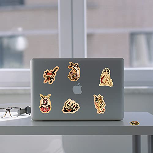 100PCS Vintage Stickers, Retro Girl Sailor Stickers Pin up Stickers Waterproof Vinyl Decals for Water Bottles Laptop Hydroflask Computer Skateboard MacBook, Trendy Decals for Teens and Adults