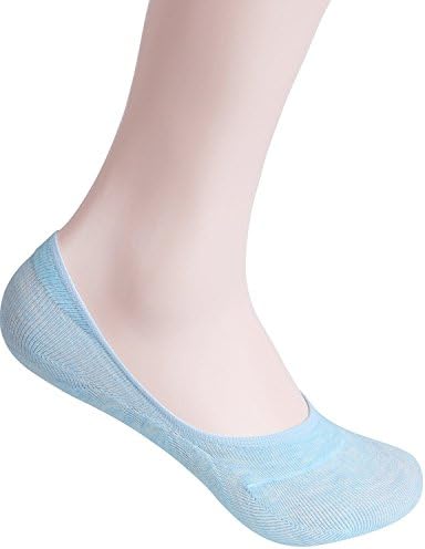 American Trend Women's No-Show Low-Cut Sock Liners Silicon Heel Grip (FBA)(1 Pair-Light Blue, Shose Size 8-11)
