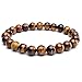 Jovivi Set of 3 8MM Natural Yellow/Red/Blue Tiger Eye Semi Precious Gemstone Healing Crystals Round Bead Elastic Stretch Bracelets for Men Women