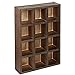 MyGift Brown Wood Hanging Shadow Box, Shot Glasses Display Case, Crystal Display Shelves, Collectibles Display Shelf, Freestanding or Wall Mounted Shelving Unit with 12 Compartments