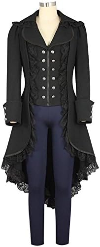 sofasion Women's Tuxedo Gothic Tailcoat Jacket Steampunk VTG Victorian Coat Wedding Suit Uniform (Small/chest37inch, Black)