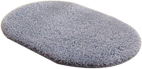 Mintbon Oval Floor Mat Rug Small Natural Gray Shaggy Non Slip Bath Rug Plain Faux Fur Cotton Underlay Floor Carpet for Living Room Bedroom Kitchen Inside 40x60