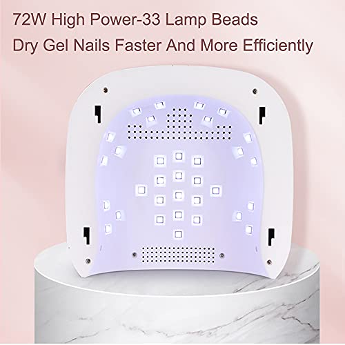 LED UV Nail Lamp Cordless Professional 72W, Rechargeable UV LED Nail Dryer For Gel Nail Polish Nail Dryer Curing Lamp,3 Timer Setting Gel Nail Lights for Auto Sensor Nail Machine Wireless Fast