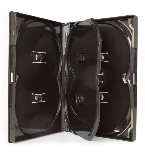 10 x Dragon Trading 6 Disc Black Amaray DVD Cases – Holds 6 CD/DVD/Blu-ray Discs, 14mm Spine, Outer Sleeve for Artwork Inlay