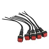 uxcell 5Pcs 10mm Red Square Wired Car Horn NO Momentary Push Button Switch AC 250V 3A