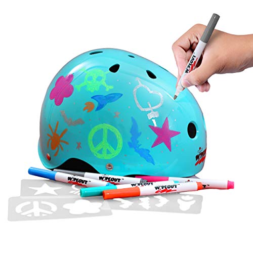 Wipeout Dry Erase Kidsâ€™ Bike, Skate, and Scooter Helmet, Teal Blue, Ages 8+