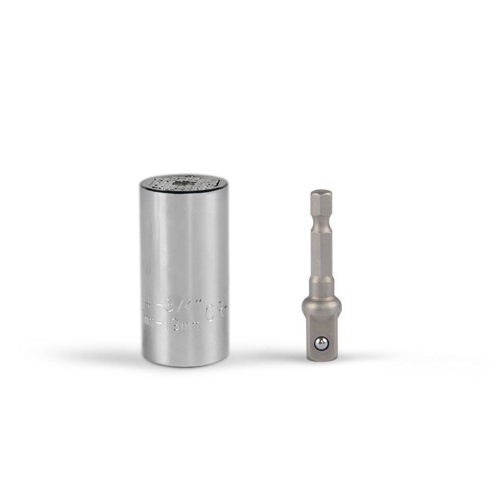 Universal Socket 7mm-19mm Multi-function Socket with Power Drill Adapter Tool Professional Repair Tools (7-19 mm)