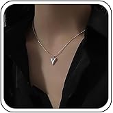 Xduargs Vintage Puffy Heart Pendant Necklace Metal Love Heart Choker Necklace Gold Satellite Chain Necklaces Minimalist Tiny Heart Necklaces Jewelry for Women