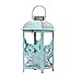 Solar Lantern Outdoor Hummingbird Blue Decor Antique Metal and Glass Construction Mission Solar Garden Lantern Indoor and Outdoor Solar Hanging Lantern Entirely Solar Powered Lantern Low Maintenance