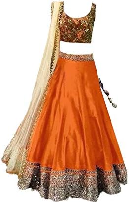 Simandra Fashion Girl's Taffeta Silk Partwear Lehenga Choli (Kids_7 To 12 Years Age_Free Size)