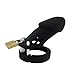 REDQIN Silicone Chasti-ty- Device Male Brief Anti-Off with 5 Rings (Black, Long)