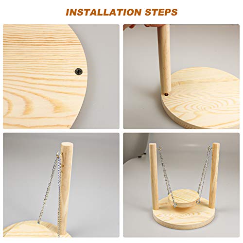 3 Packs Parrot Swing Toys Set,Natural Wood Parakeet Swing Bird Cage Perch Toys Colorful Rattan Balls Chew or Climb,Suitable for Small and Medium Conures, Love Birds, Cockatiels, Macaws, Finches (H01)