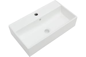 Lordear Wall Mount Bathroom Sink 21 x 12 Inch Wall Sink with Single Faucet Hole White Porcelain Ceramic 21 Inch Floating Bathroom Vessel Sinks