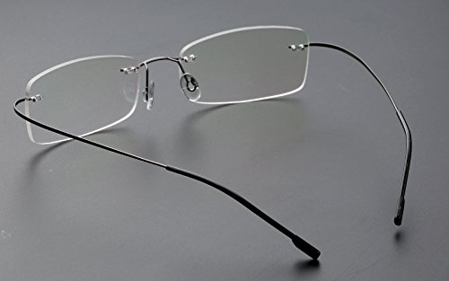 Agstum Mens Womens Titanium Alloy Flexible Rimless Frame Prescription Eyeglasses 51mm (Gunmetal, 51mm)