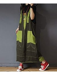 YESNO YH9 - Vestido largo sin mangas para mujer, vestido casual, vestido con contraste, color grande, bolsillos