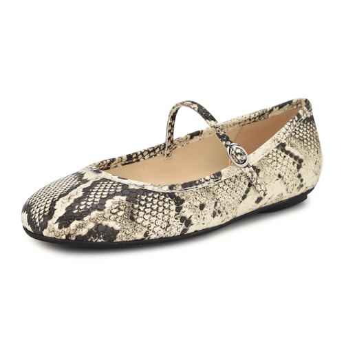 Nine West Women's Classik Flat, Light Natural Snake Multi 110, 11