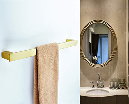 QOGRISUN 4-Piece Bathroom Accessory Set 304 Stainless Steel Including 24-Inch Towel Bar,10-Inch Towel Bar,Toilet Paper Holder,Towel Robe Hook,Wall Mounted Solid Brass Base,Brushed Gold