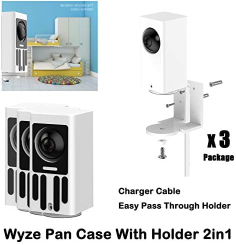 Wyze Cam Pan Wall Mount Bracket Protective Case,Silicone Protective Flexible Cover Wyze Camera Glare UV Protection，Dustproof Waterproof Stable Beautiful(3pack) Not Including Camera
