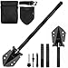 iunio Portable Folding Shovel 28 inch Length with Carrying Pouch Multitool Spade for Camping Hiking Backpacking Entrenching Car Emergency (Black)