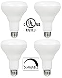 4 Pack BR30 LED Bulb by Bioluz LED SEE Series, Warm White (2700K), 700 Lumen, 65w Dimmable LED Floodlight (uses 9w) - Pack of 4