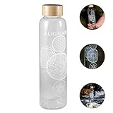 Vibe Bottle Glass Water Bottle 20 Ounce - Drink Clean Fresh Water, BPA-Free Reusable Glass for Beverages Smoothies - Scratch Proof Liquid Container with Nylon Sleeve Bamboo Lid - Durable Recyclable