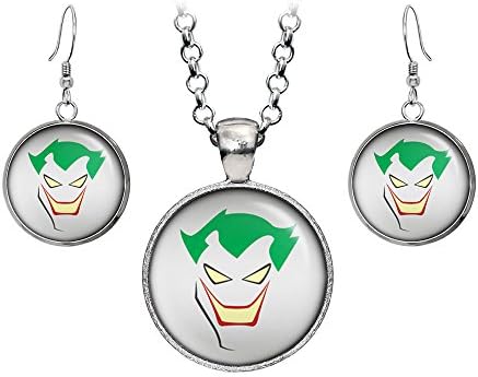 The Joker Pendant, Suicide Squad Necklace, DC Comics Harley Quinn Jewelry, Batman Justice League Earrings, Wedding Party, Geek Gift Geeky Gifts Nerd Nerdy Presents