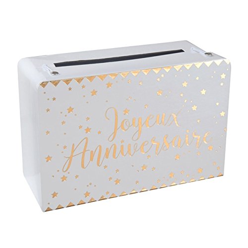 CHAL Happy Birthday Money Box White and Gold