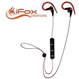 iFox iFE3 Bluetooth Sports Earphones with Built-in Mic for iPhone, iPad, iPod, Android Smartphones, Tablets, Computers, MP3 Players - Sweatproof Wireless Comfort Fit Design with Volume Control