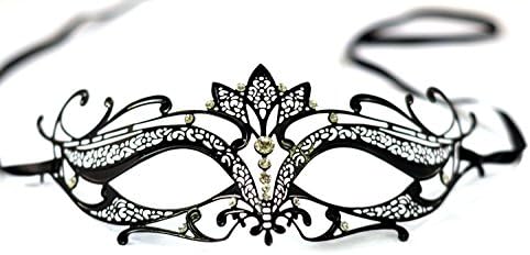 Laser Cut Metal Mask Filigree Venetian Masquerade Rhinestones Bendable Half Hollow Out #13