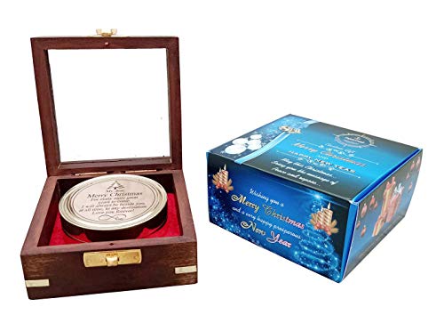 Warrior Armory Engraved Luxury Sundial Compass Wooden Box, New Year Gifts with Special Greeting