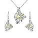 EleQueen 925 Sterling Silver CZ Courageous Heart Inspired Pendant Necklace Hook Earrings Set Made with Austrian Crystal, Valentine's Day/Mother's Day/Christmas Jewelry Gift