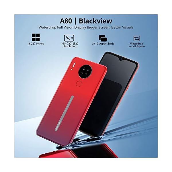 Mobile-PhoneBlackview-A80-4G-Smartphone-SIM-Free-Phones-UnlockedAndroid-10-Phone-with-6217-inches-Waterdrop-Screen13MP-Quad-Camera4200mAh2GB16GB128GB-ExtensionFaceFingerprint-Unlock-Red Blackview Mobile Phone, A80 4G Smartphone SIM Free Phones Unlocked,Android 10 Phone with 6.217 inches Waterdrop Screen…