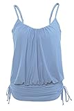 Aleumdr Womens Blue Retro Swimdress Swing Strap Tankini Swim Top Large