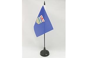 Alberta Table Flag 4'' x 6'' - Canada - Canadian Region of Alberta Desk Flag 15 x 10 cm - Black Plastic Stick and Base - Drap