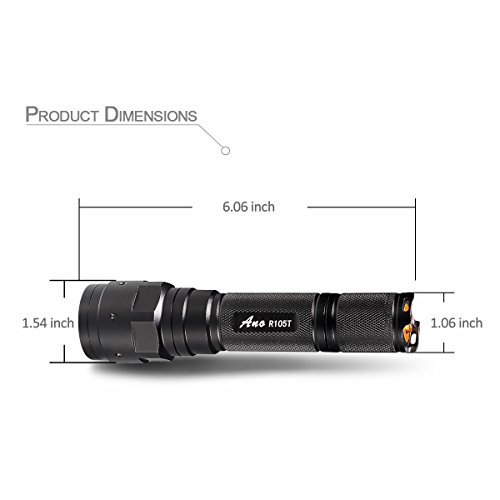 R105T Diving Flashlight With Push Power Switch, Underwater Dive Light Mounting with Neoprene Hand Glove, 650ft/200M Waterproof, TRUE 850 Lumens, Brighter Comparing With Most 1000 Lumens Flashlights