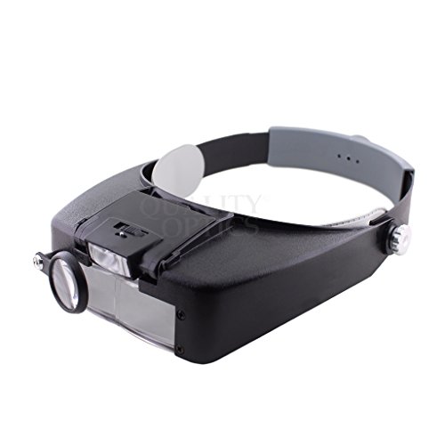 Quality Optics Headlamp Magnifier 8.5x LED Illuminated Headband For Precision Work, and Reading (Black)