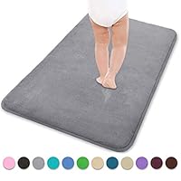 Riforla Memory Foam Bath Mat L Size 42 x 22 Inches (105X55CM), Soft and Comfortable, Maximum Absorbent, Non-Slip, Thick, Machine Wash, Easier to Dry for Bathroom Floor Rug, Gray