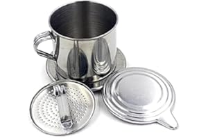 MYUIAO Silver Vietnamese Coffee Filter Stainless Steel Pot Drip Infuse Cup Brewing Teapot No Need Paper Drip Coffee Pot Machine Filter for Home Kitchen Office Outdoor ﻿