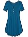 Short Sleeve V Neck Blouses for Women,Bebonnie Women's Henley Short Sleeve V Neck Pleated Summer Casual Flowy Tunic Shirts Dark Cyan XXL