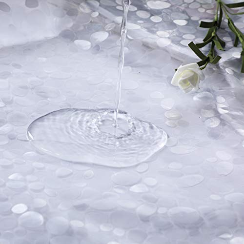 WellColor Short Shower Curtain Liner 65 inch, Pebble Translucent EVA