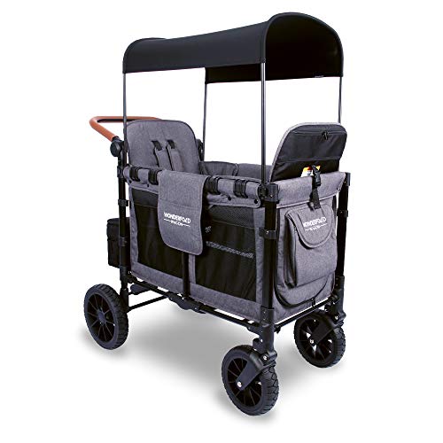 WONDERFOLD W2 Luxe Double Stroller Wagon Featuring 2 High FacetoFace Seats with WONDERFOLD W2 Luxe Double Stroller Wagon Featuring 2 High FacetoFace Seats with