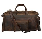 Texbo Men's Thick Cowhide Leather Vintage Big Travel Duffle Luggage Bag