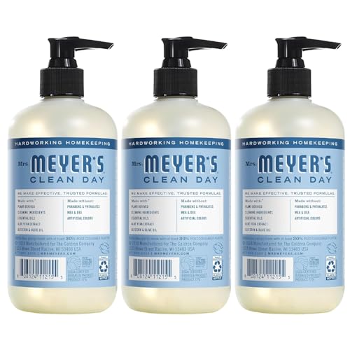 MRS. MEYER’S CLEAN DAY HAND SOAP, MADE WITH ESSENTIAL OILS, BIODEGRADABLE FORMULA, RAIN WATER, 12.5 FL. OZ – PACK OF 3